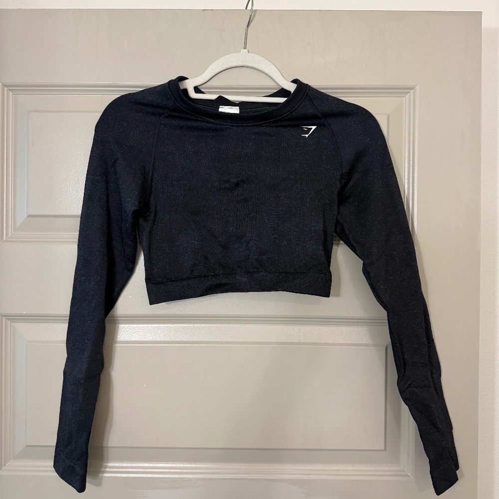 Gymshark Black Cropped Long Sleeve Top